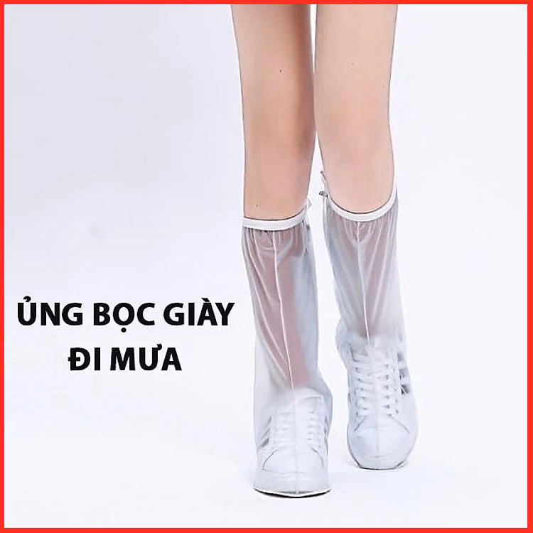 Giày Đi Mưa, Ủng Bọc Giày Đi Mưa Cổ Cao Có Đế Chống Trơn Trượt Trắng, Nâu Ctb478 - Bechip - Ảnh 2