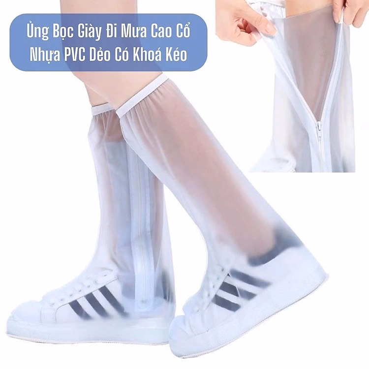 Giày Đi Mưa, Ủng Bọc Giày Đi Mưa Cổ Cao Có Đế Chống Trơn Trượt Trắng, Nâu Ctb478 - Bechip - Ảnh 3