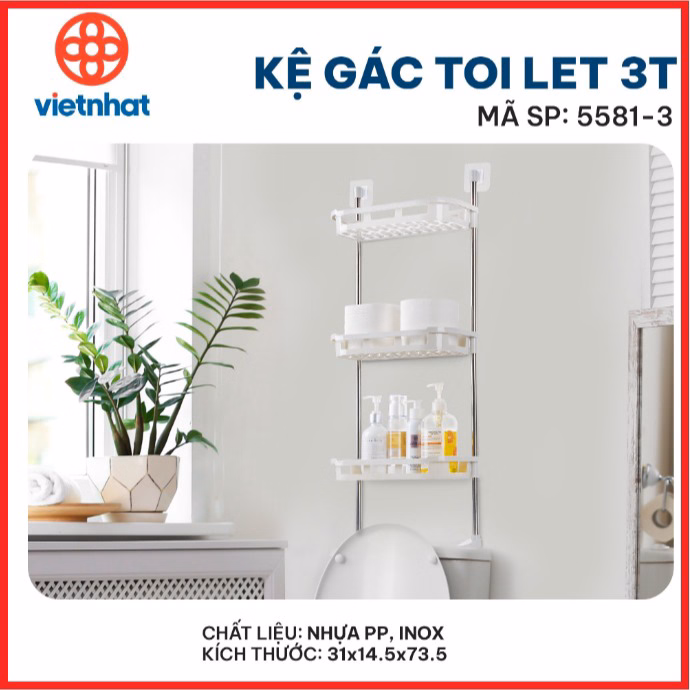 Kệ Gác Toilet 3 Tầng Việt Nhật Ctb479 - Bechip