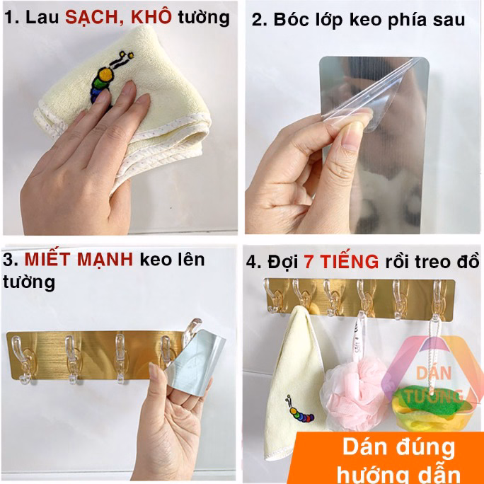 Thanh 6 Móc Dán Tường Trong Suốt Siêu Dính Ctb482 - Bechip - Ảnh 6