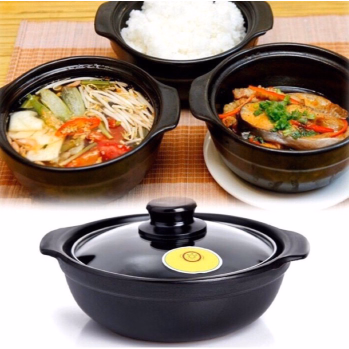 Nồi Đất Sứ Tráng Men Nắp Kính Cao Cấp 1L, 1.5 L Ctb485 - Bechip - Ảnh 2