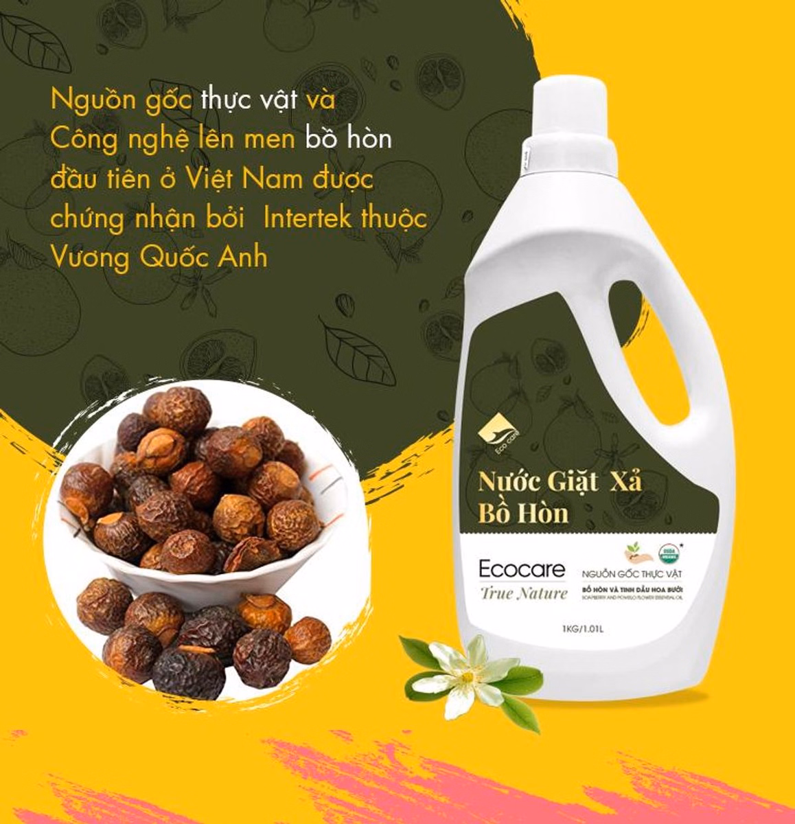 Nước Giặt Xả Hữu Cơ Bồ Hòn Tinh Dầu Hoa Bưởi - Ecocare - Ảnh 9